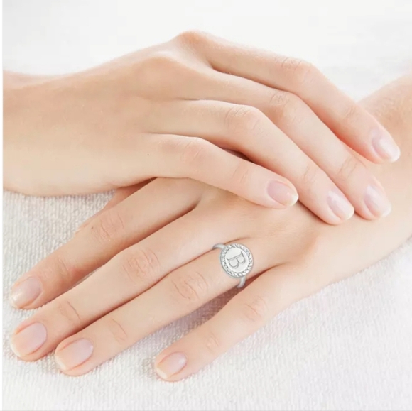 Silver Monogram Ring - B - 925 Sterling SILVER - Picture 3 of 4